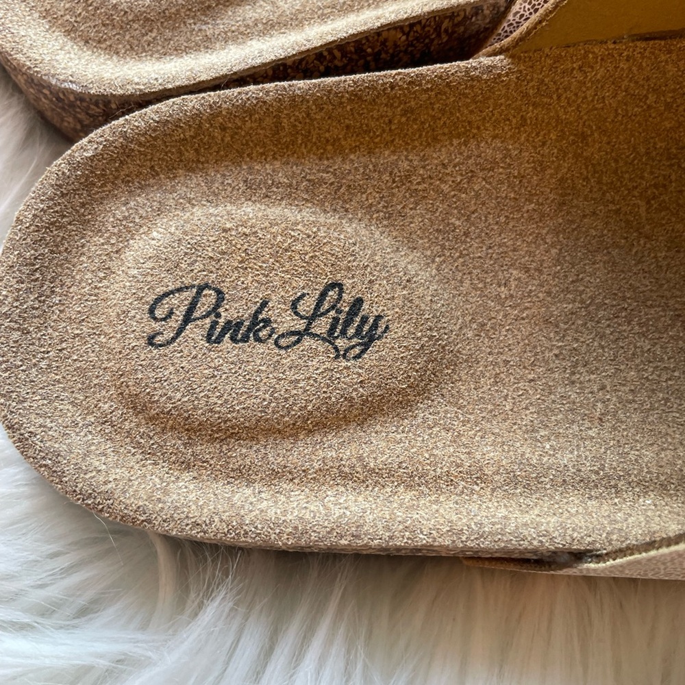 Pink Lily NWT Double Buckle Tan Sandals - Picture 4 of 5
